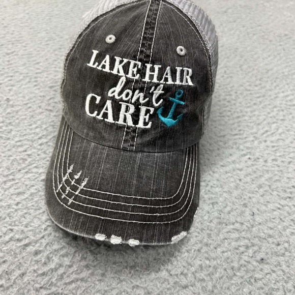 Lake Hair Dont Care Hat Women Trucker Hat One Size NG Strapback Distressed - Picture 2 of 8